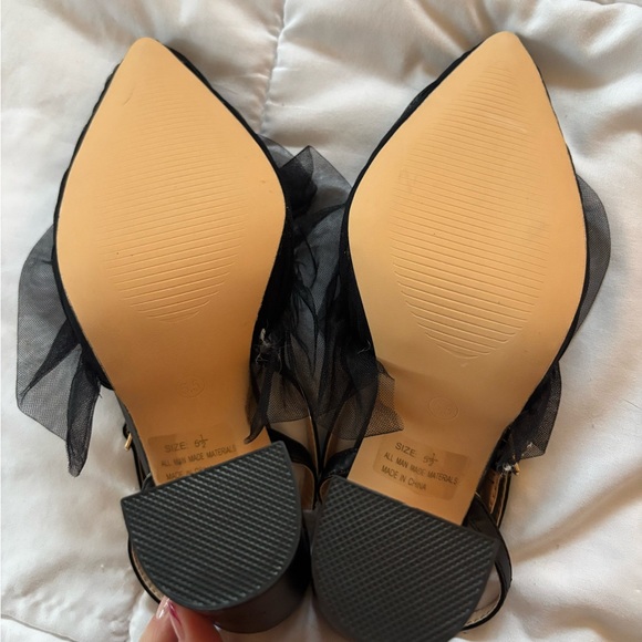 Lulus Kyliee Black Tulle Ankle Strap Pointed Toe Pumps - Picture 5 of 5